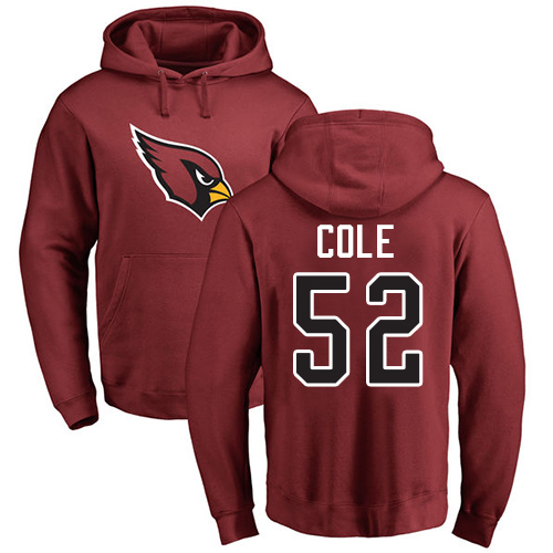 Arizona Cardinals Men Maroon Mason Cole Name And Number Logo NFL Football #52 Pullover Hoodie Sweatshirts